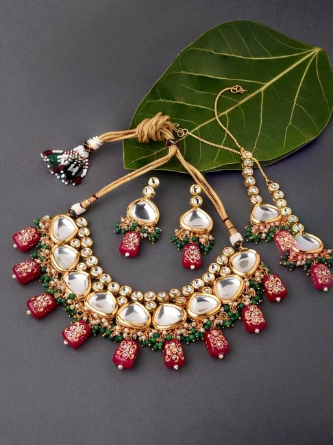 Maroon Red Kundan Temple Earrings – Glitter Gleam