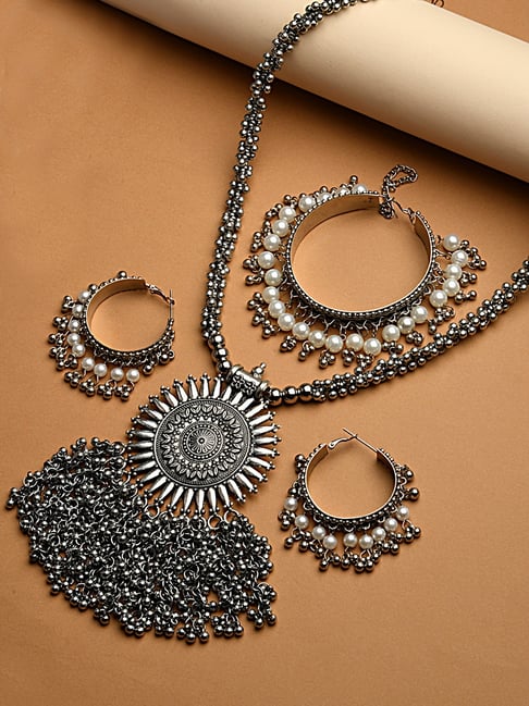 Women's Fancy 925 Sterling Silver Necklace and Bracelet Set – 100Sterling