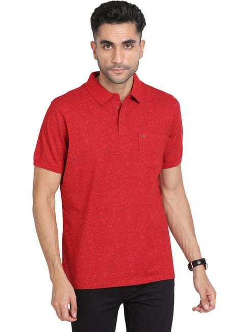 Turtle Red Slim Fit Printed Polo T-Shirts