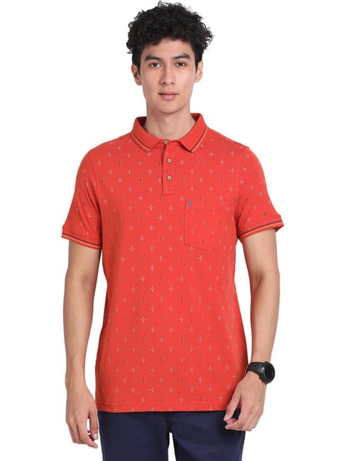 Buy Turtle Red Cotton Slim Fit Printed Polo T-Shirts for Mens