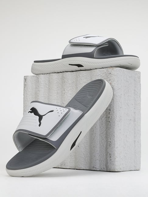 Gray store puma slides