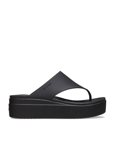 Buy Crocs Women's Brooklyn Black Wedge Flip Flops for Women at