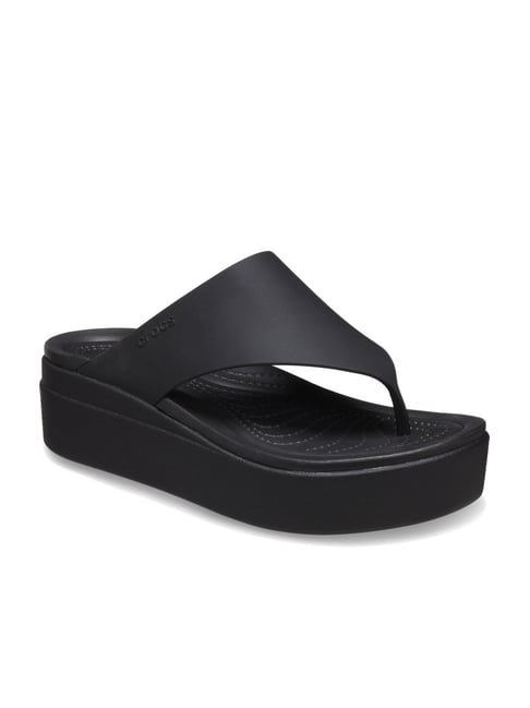 Buy Crocs Women's Brooklyn Black Wedge Flip Flops for Women at