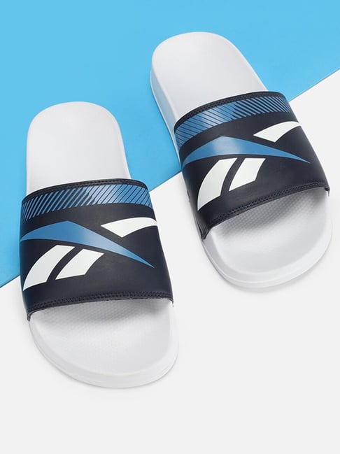 Blue reebok online slides