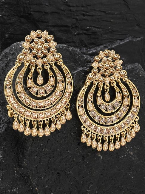 Jewels Galaxy Custom Pearl & Kundan Gold Plated Chandbali Earrings For  Women/Girls (CT-ERG-45052) : Amazon.in: Fashion