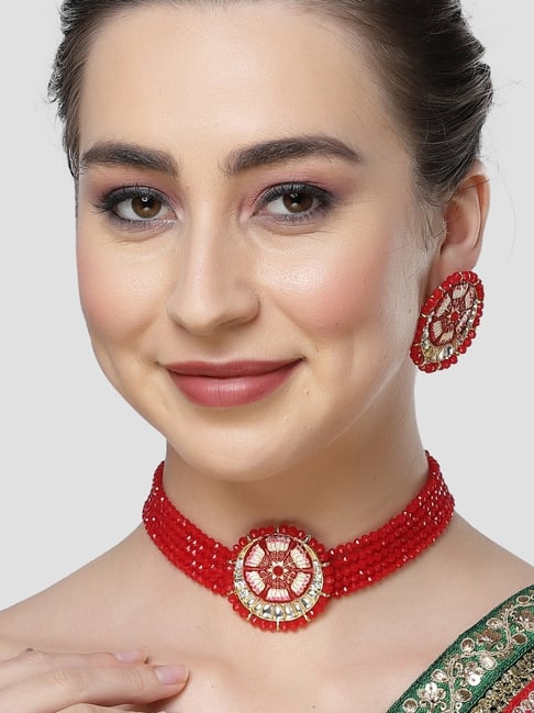 Red colour store choker necklace