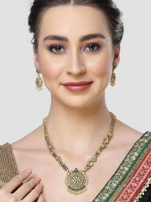 Gold necklace and earrings 2024 set with price