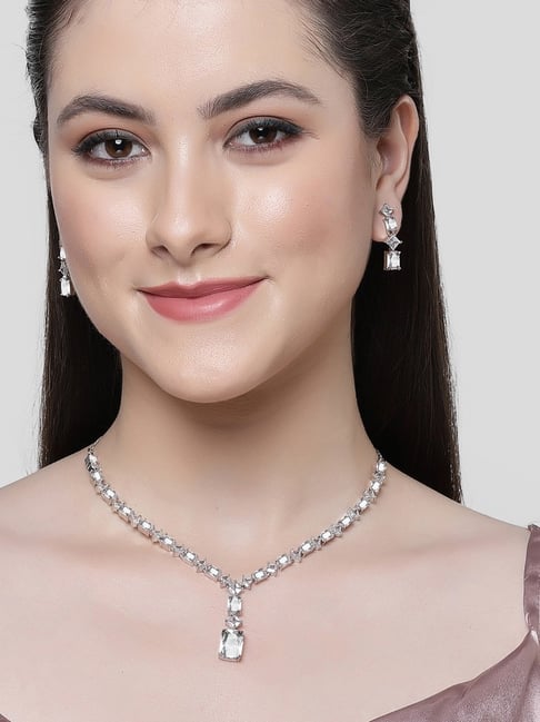 Buy Sparkling Starlight Cubic Zirconia Necklace Set - SIA424869 – SIA  Jewellery