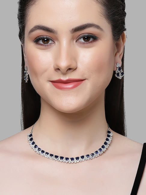 Women Blue Cubic Zirconia Necklace Bracelet Earrings Jewelry Set Gift 2556  | eBay