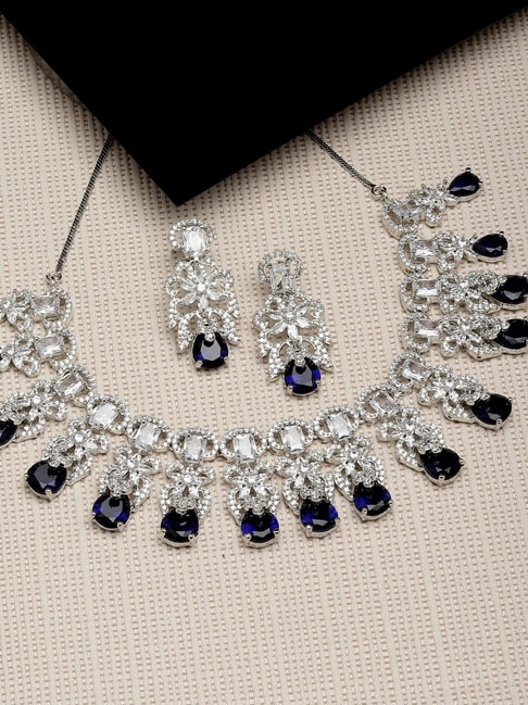 19.60ct Diamond and Blue Sapphire Platinum Necklace