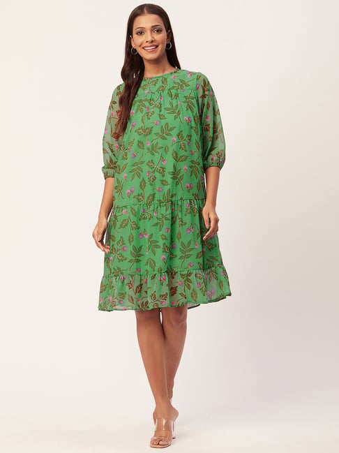 Buy Moomaya Green Printed Shift Dress for Women Online @ Tata CLiQ