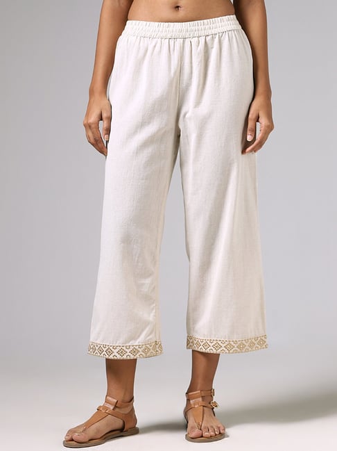 Buy W Blue Embroidered Pants for Women Online @ Tata CLiQ