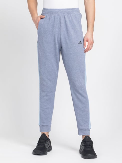 adidas Blue Melange Regular Fit Sports Joggers-picture-33