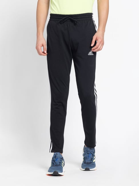 adidas Black Regular Fit 3-Striped Sports Trackpants