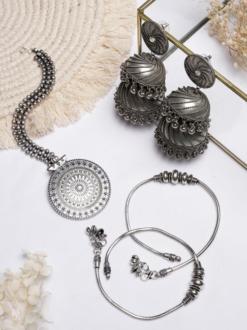 Teejh Pitara Collection Rebha Silver Oxidized Jewellery Set-picture-43