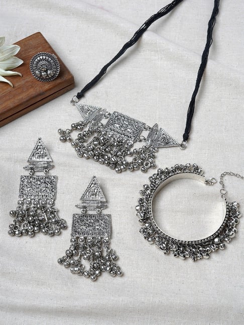 Teejh Anasha Silver Oxidised Jewellery Set