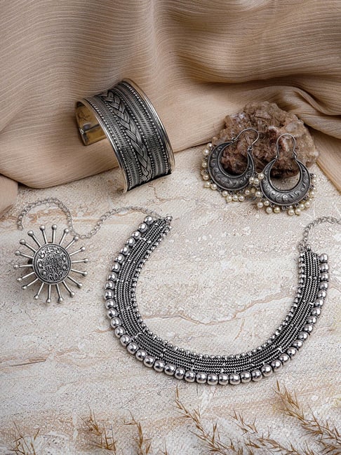 Oxidised jewellery set deals online