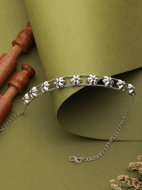 Aatmana Women Silver-Toned Oxidized Choker Necklace
