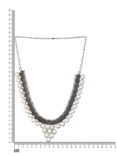Aatmana Silver-Plated Pearl Beaded Oxidized Necklace