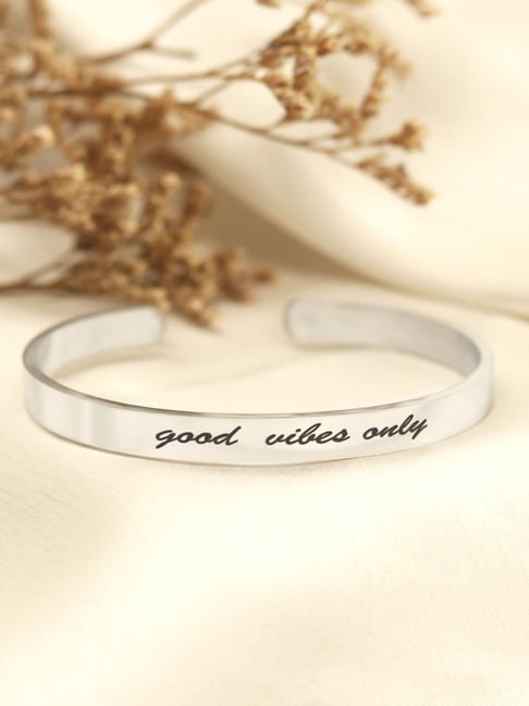Buy Joker WItch Silver Good Vibes Only Mantra Bracelet Online At