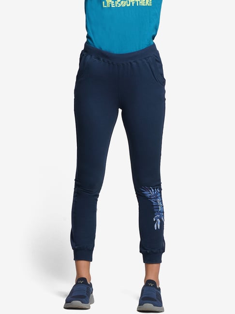 Wildcraft Navy Printed Mid Rise Joggers-picture-35