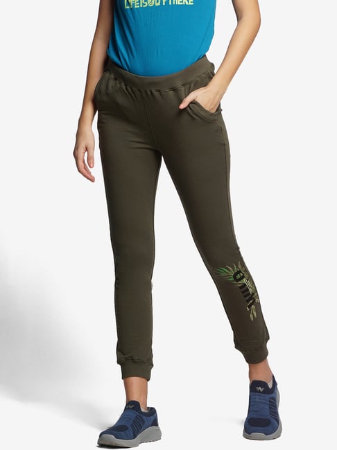 Wildcraft Olive Printed Mid Rise Joggers-picture-19