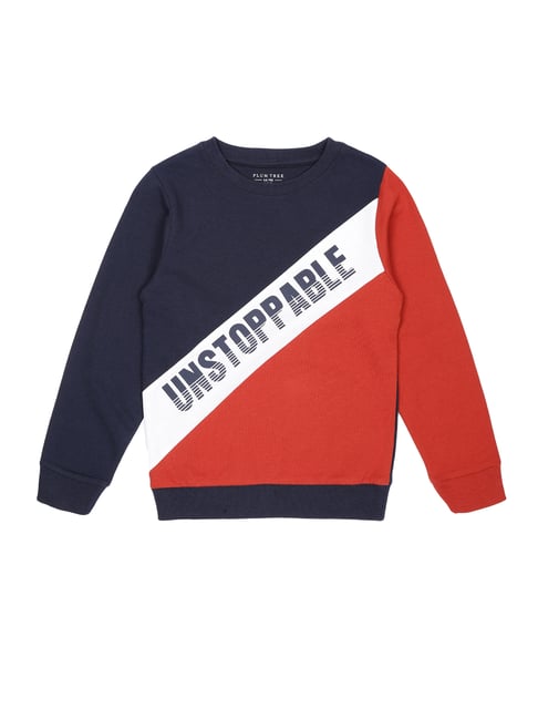 Plum Tree Kids Navy & Red Graphic Print Full Sleeves Sweatshirt-picture-30