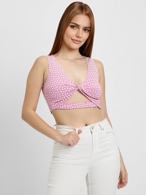 Buy Forever 21 Pink Printed Crop Top for Women Online Tata CLiQ