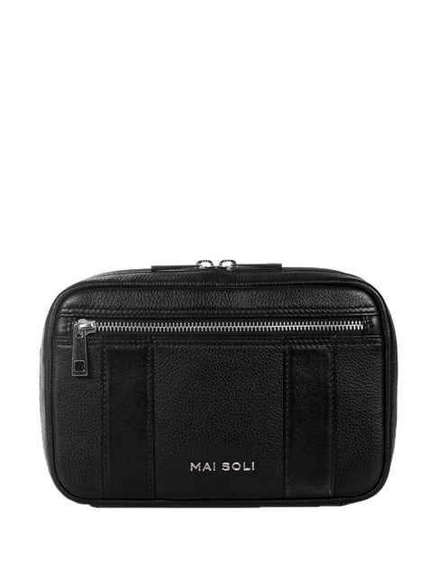 Buy Mai Soli Voyager Black Leather Toiletry Pouch Online At Best