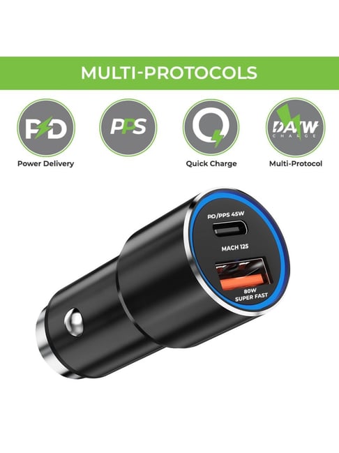 UltraProlink UM1160 125W Car Fast Charger with Type C 45W PD/PPS and USB-A 80W SuperVooc (Black)