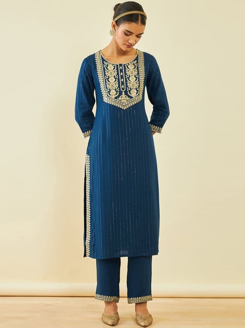 Grey Georgette Dress Kurta With Threadwork Embroidery at Soch