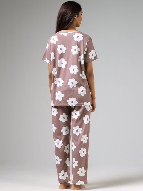Buy Wunderlove Off-White Printed Shirt & Pyjamas Set from Westside