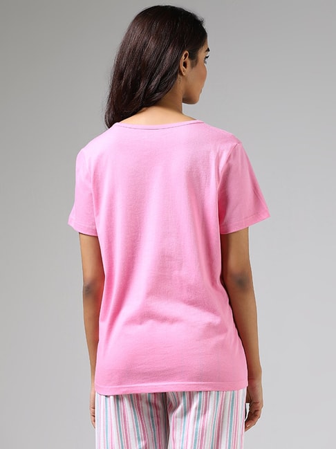 Buy Wunderlove by Westside Pink Typographic Printed T-Shirt for