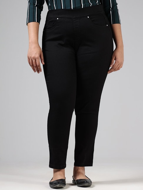 Buy Plus Size Solid Full Length Skinny Fit Leggings with Elasticated  Waistband