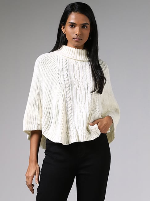 White on sale poncho sweater