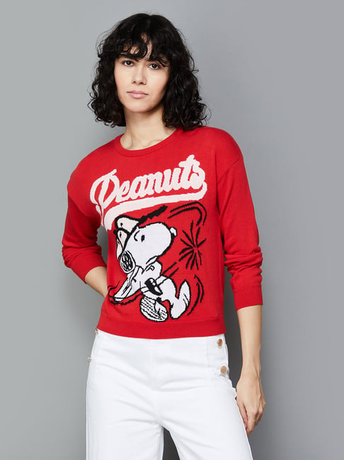 Red cotton sweater on sale women's