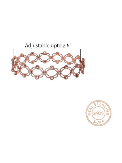 GIVA Anushka's 92.5 Sterling Silver Rose Gold Supple Bracelet cum Ring for Women