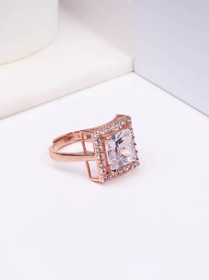 Princess Cut Lab Grown Diamond Rose Gold Engagement Ring - LisaJewelryUS