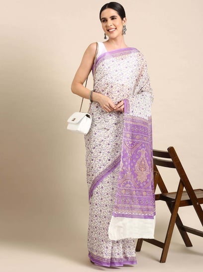 Ready To Wear Ravishing Georgette Lavender With silver Interwoven Wrap