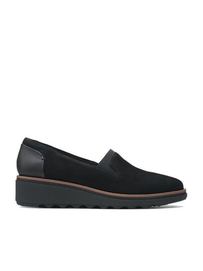 Clarks ladies sale black wedge shoes