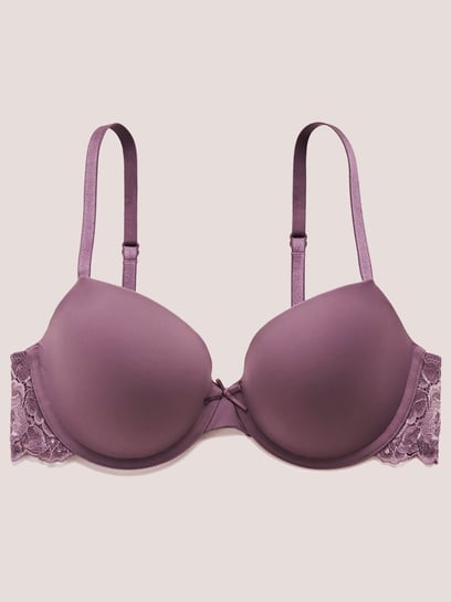 La Vie En Rose Purple Lace Work Demi Cup Bra