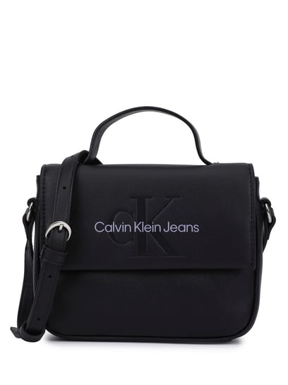 Buy Calvin Klein Top Zip Closure Enfold Cross Body Bag Black In Black