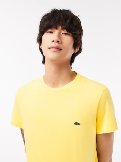 Buy Lacoste Yellow Cotton Regular Fit T-Shirt for Mens