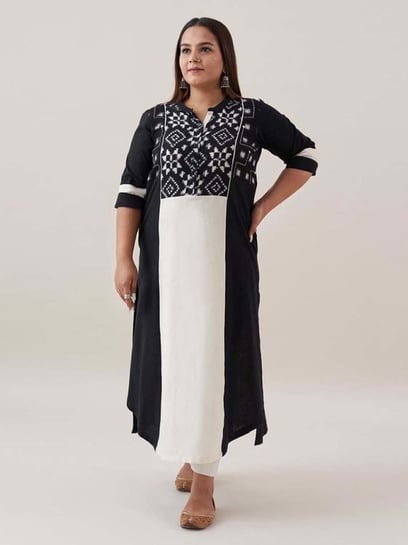 Vaaya Black White Teliya Ikat Kurta