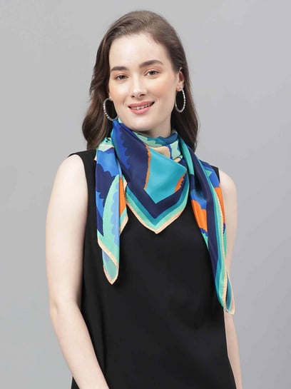 Buy Tossido Blue Printed Scarf & Bag Scarf Set at Best Price