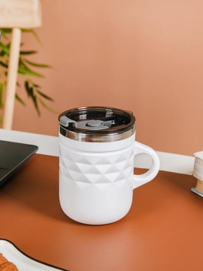 Buy Nestasia Matte White Travel Tea & Coffee Mug (400 ML) at Best