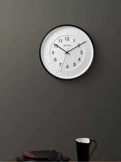 Buy Titan Black Wall Clock With Domed Glass online