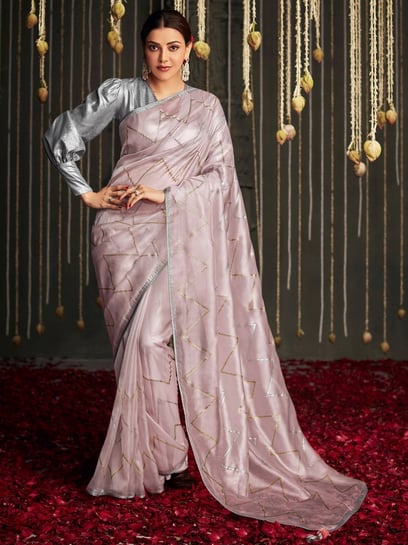 Anjalee and Arjun Kapoor's Onion Pink Sequins Draped Saree Set - Rent