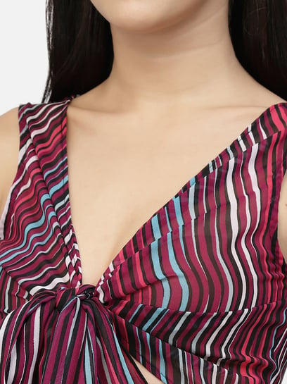 Buy Erotissch Purple Striped Beachwear Co-Ord Set for Women Online