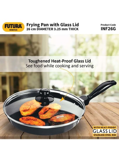 Buy Hawkins Black Aluminium 26 cm Induction Fry Pan With Glass Lid